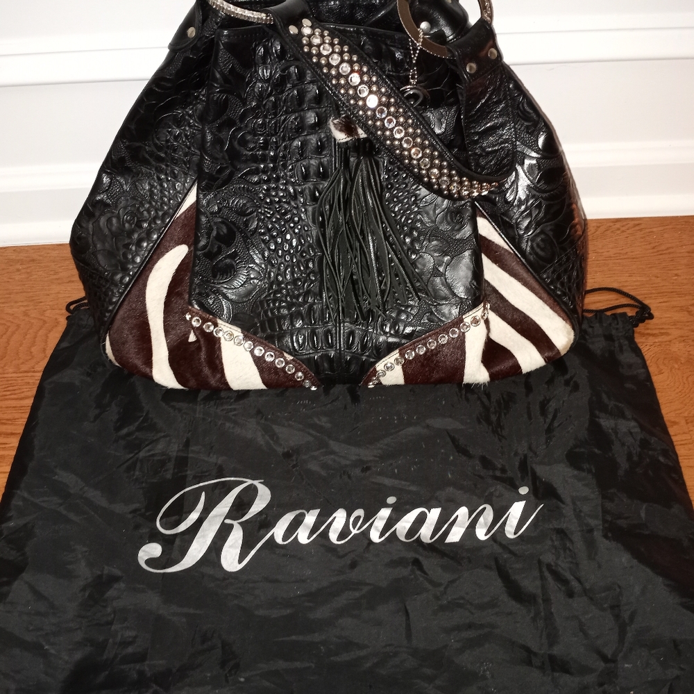 Crocodile and pony hair handbag